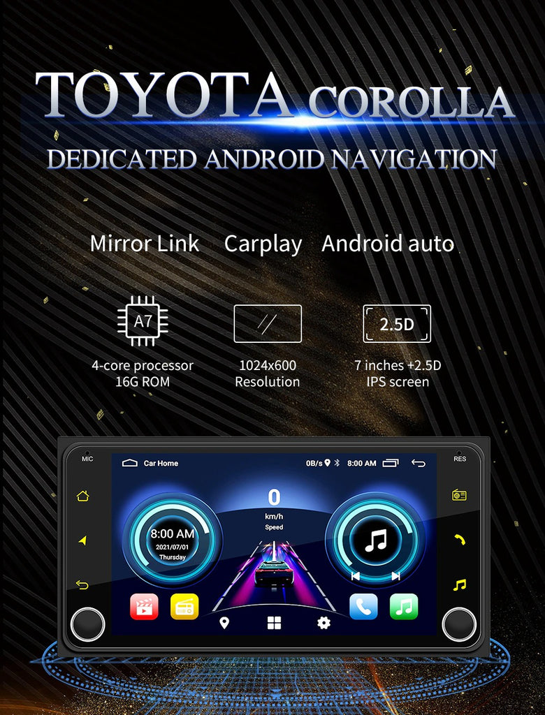 2 + 32G Android Stereo Apple Carplay / Android Auto Suit Toyota Includ ...